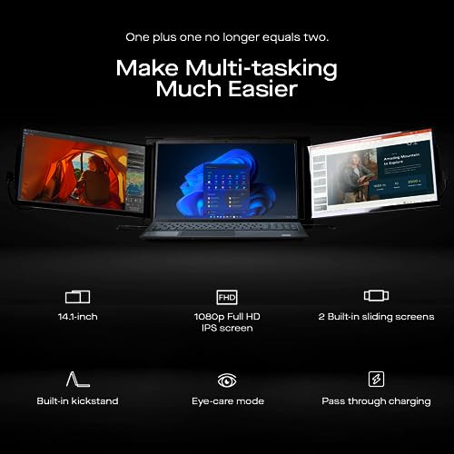 Trio شاشة لابتوب محمولة ثلاثية تريو ماكس 14.1" (إصدار 2025)، شاشة ثلاثية FHD IPS مع حامل مدمج، موسع شاشة لابتوب Type-C/USB A (مغناطيس اختياري)، ويندوز/أندرويد/macOS/Switch - Image 2