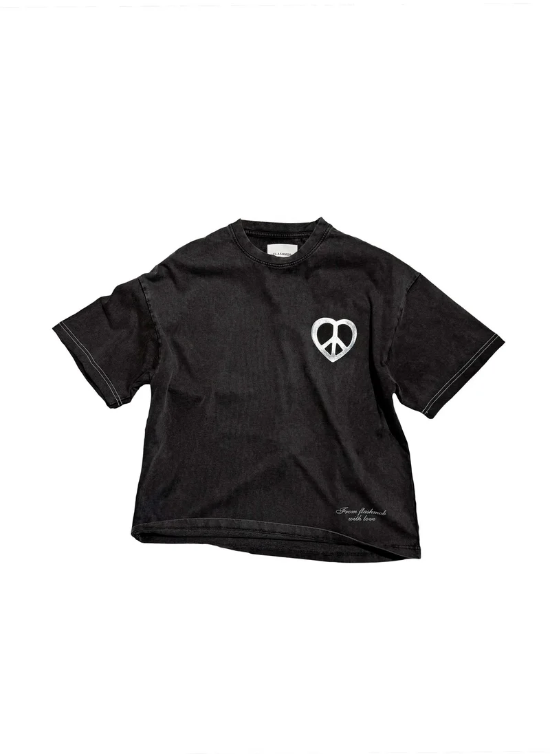 Flashmobnation Black FM Peace N Love Graphic T‑Shirt