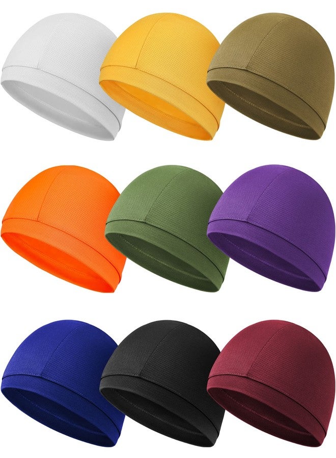 Jeere 9 Pcs Cooling Skull Cap Camo Liner Sweat Wicking Cap Lightweight Cycling Cap Running Head Cap for Men Women (Bright Color) - Image 1