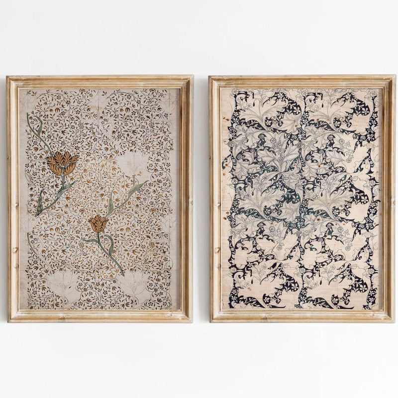 Joocrise Vintage Botanical Wall Art Prints Set of 2 Antique Sketch Wall Art Decor Neutral Flower Canvas Wall Art Floral Pictures Farmhouse Painting Vintage Floral Artwork for Room Bedroom 12x16 Inch Unframed - Image 1