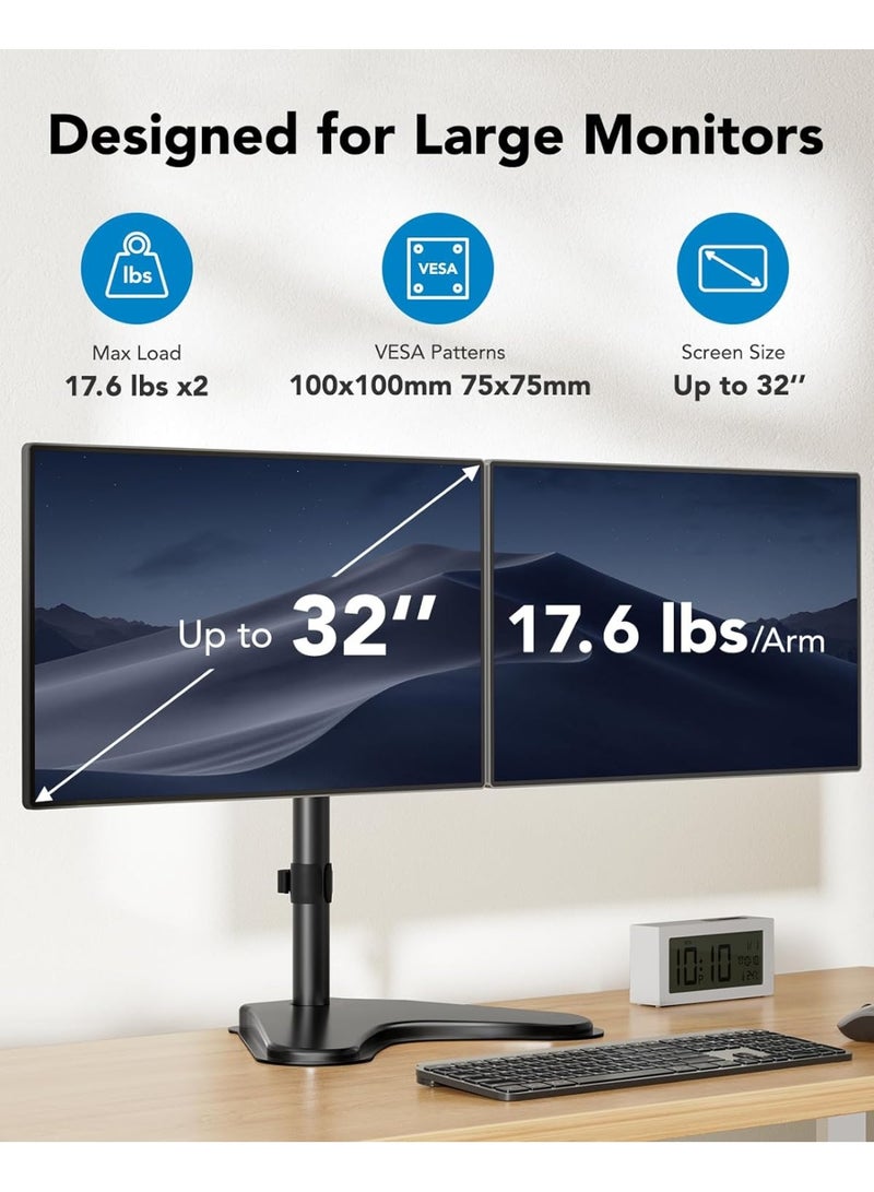 Dual Arm Mobile Monitor Stand – Adjustable Height for 13–32" Dual Screens – Two Installation Options – VESA 75/100 Compatible - Image 3