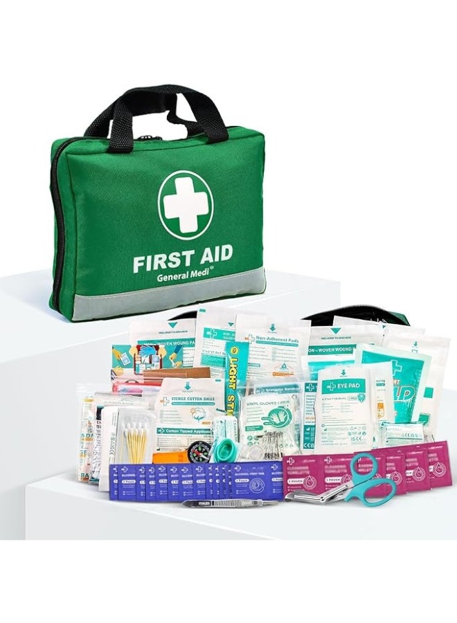 General Medi 210 Piece First Aid Kit- Emergency kit - Reflective Design - Includes Ice(Cold) Pack, Moleskin Pad and Emergency Blanket for Travel, Home, Office, Car, Workplace & Outdoor - Image 1