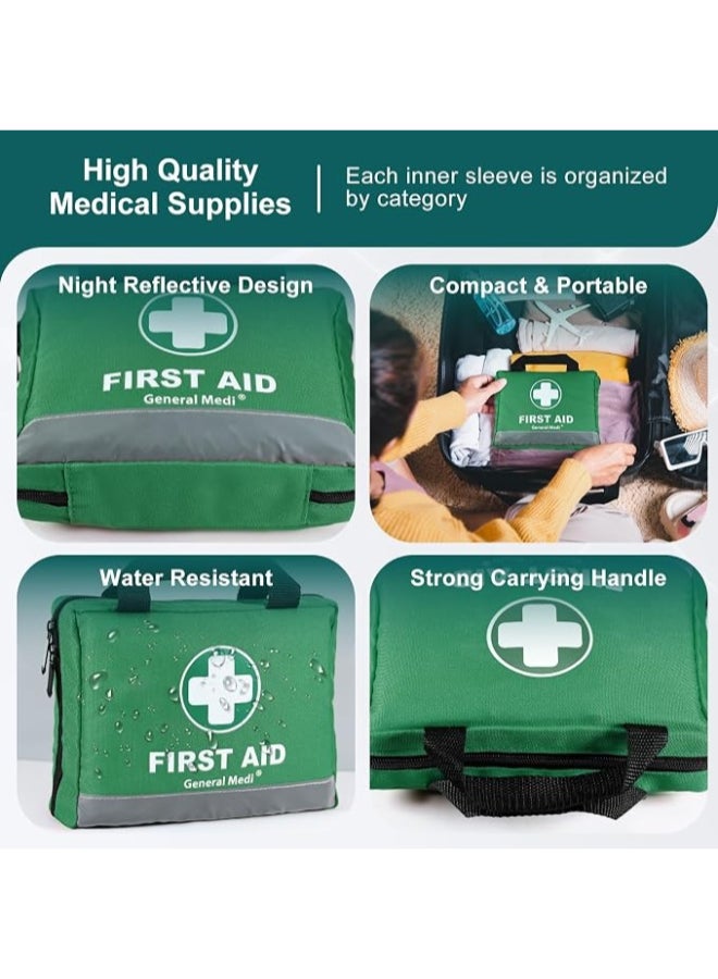 General Medi 210 Piece First Aid Kit- Emergency kit - Reflective Design - Includes Ice(Cold) Pack, Moleskin Pad and Emergency Blanket for Travel, Home, Office, Car, Workplace & Outdoor - Image 4
