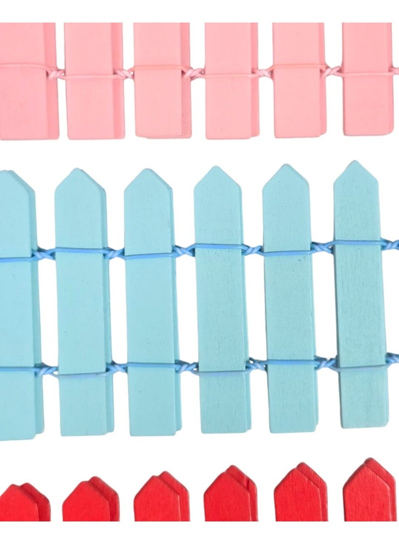 Genaric Craft Wooden Fences 3-Pack Assorted- 90cm x 7cm Multi-Color Miniature Picket Fences for DIY Art, Fairy Gardens, School Projects, and Home Decor Crafts - Image 5