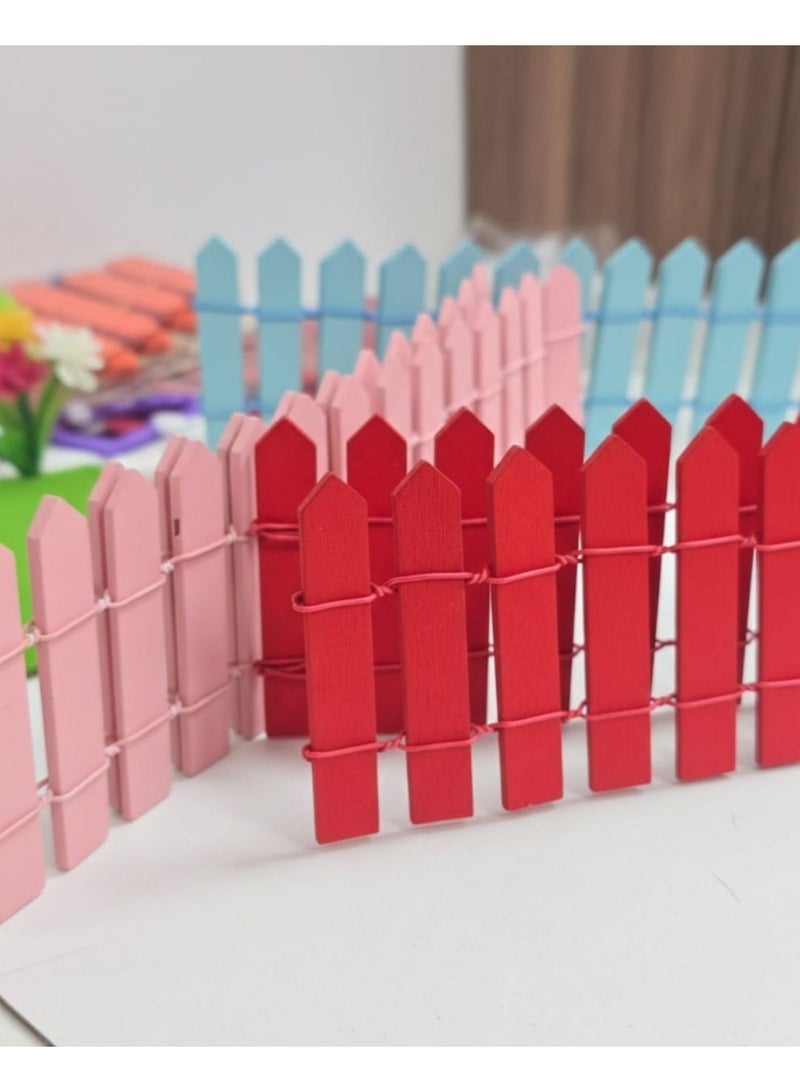 Genaric Craft Wooden Fences 3-Pack Assorted- 90cm x 7cm Multi-Color Miniature Picket Fences for DIY Art, Fairy Gardens, School Projects, and Home Decor Crafts - Image 4