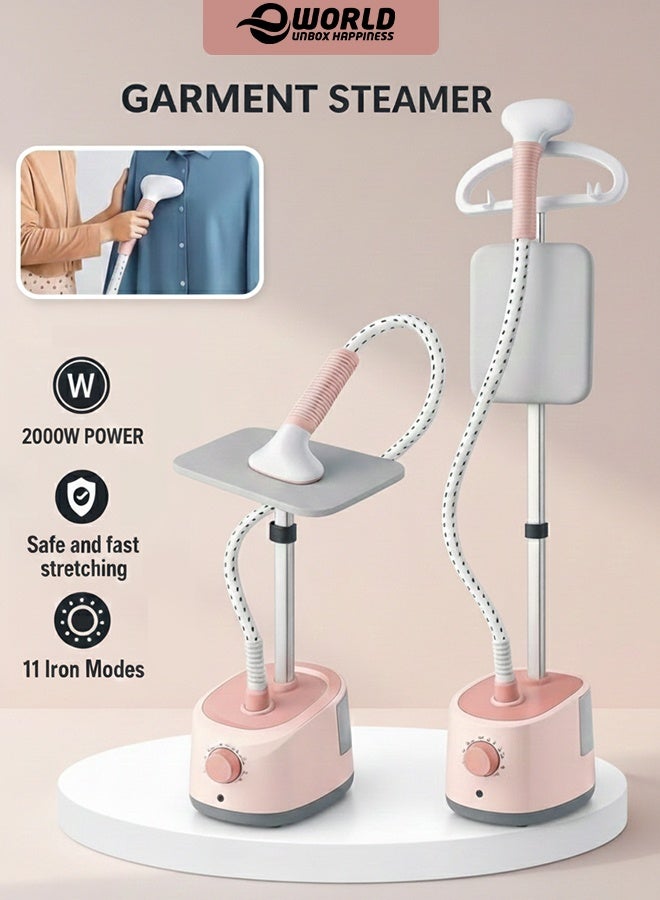 Eworld 2000W Garment Steamer Vertical & Handheld for Home Use, 1.7L Large Water Tank, 11 Steam Iron Modes, Smart Temperature Control, 3-Level Adjustable Height, 180° Flat Ironing, Fast Wrinkle Removal - Image 1