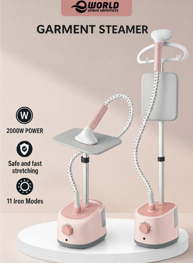 Eworld 2000W Garment Steamer Vertical & Handheld for Home Use, 1.7L Large Water Tank, 11 Steam Iron Modes, Smart Temperature Control, 3-Level Adjustable Height, 180° Flat Ironing, Fast Wrinkle Removal - Image 1