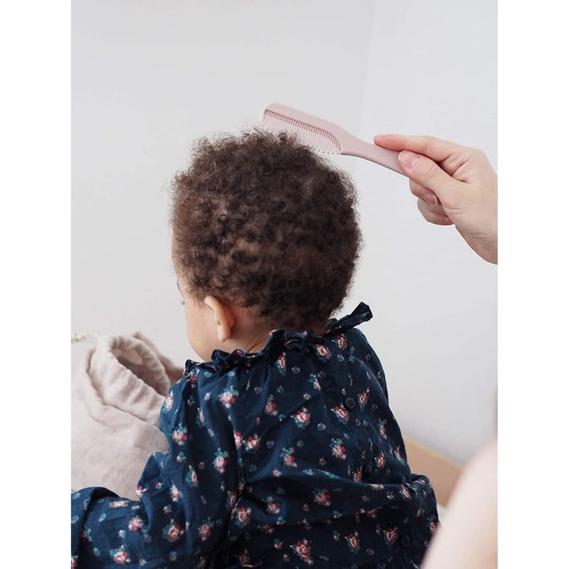Baba Beaba Brush & Comb Set - Baby Grooming Kit with Soft Bristle, Ergonomic Handles, Easy Grip, For Infants to Toddlers, Old Pink, 0m+ - Image 4