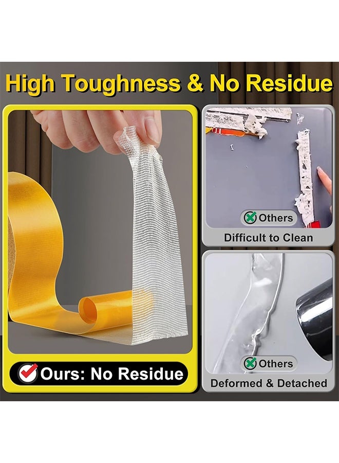 إم إكس إن قطعتان من شريط لاصق مزدوج الجوانب متعدد الأغراض من القماش اللاصق، شريط سجاد مزدوج العصا مع شبكة من الألياف الزجاجية لممسحات الأرجل الخشبية والزجاج والبلاستيك - Image 4