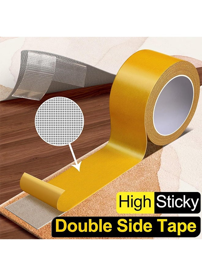 إم إكس إن قطعتان من شريط لاصق مزدوج الجوانب متعدد الأغراض من القماش اللاصق، شريط سجاد مزدوج العصا مع شبكة من الألياف الزجاجية لممسحات الأرجل الخشبية والزجاج والبلاستيك - Image 2