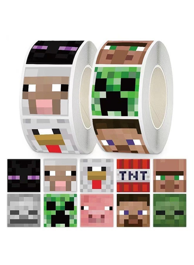MINECRAFT 1000 pcs individual Miner Stickers, Cartoon Block World Stickers, Pixel Birthday Decorations - Image 1