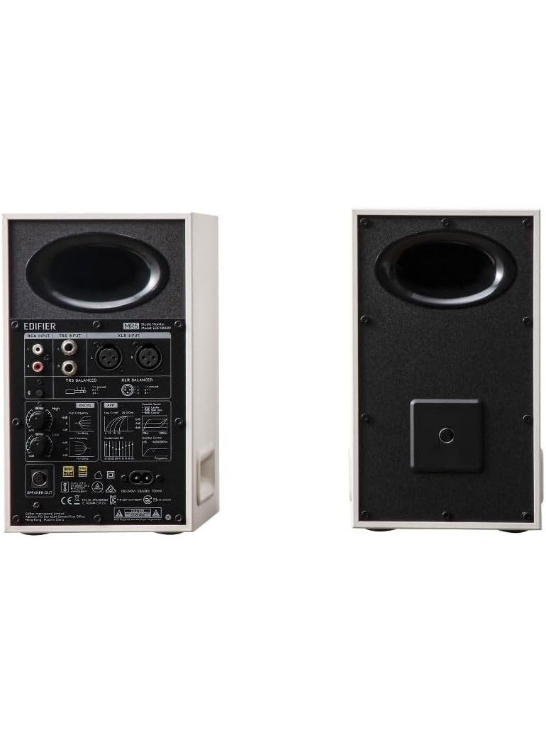 Edifier MR5 Tri-Amped Powered Studio Monitor Speakers, 110W RMS, 3-Way Active Crossover, Hi-Res Audio, Bluetooth 6.0, Room Acoustic Compensation, XLR/TRS/RCA/AUX Inputs White - Image 4