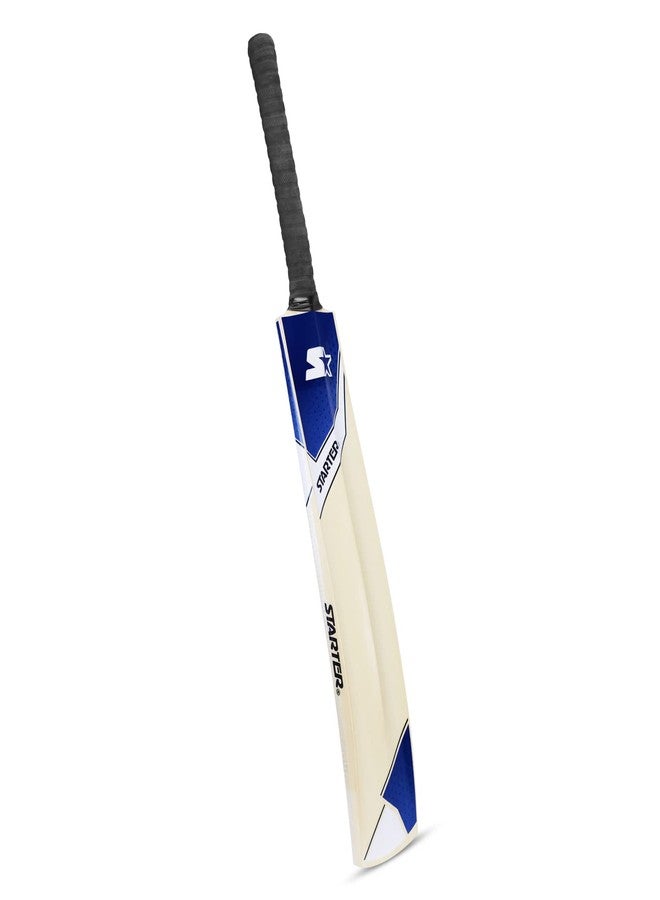 Starter Poplar Willow Cricket Bat with Poplar Handle Wood for Tennis Ball- 13+ Years Kids- Full Size - Blue & White - Image 3