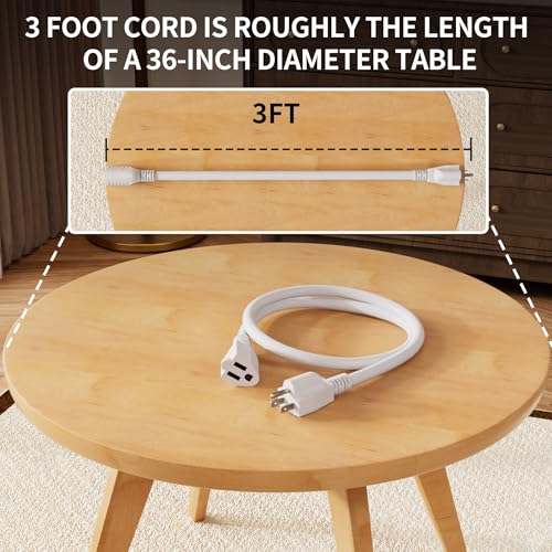 HUANCHAIN 13A 1625W 125V 16AWG 3 FT 16 Gauge White Indoor Outdoor Extension Cord Waterproof, Flexible Cold Weather 3 Prong Electric Cord Outside,SJTW, ETL Listed - Image 2