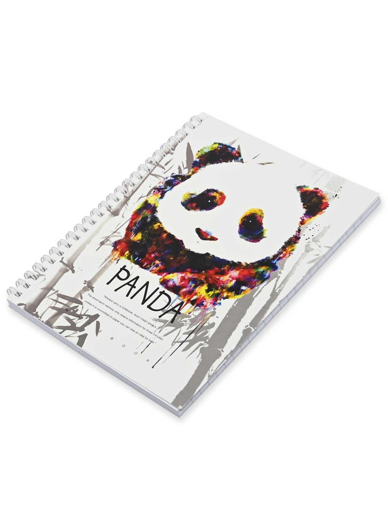 FIS Pack Of 5 Spiral Soft Cover Notebook, 96 Sheets A5 Panda Design 1 -FSNBSSCA596-PAN1 - Image 1
