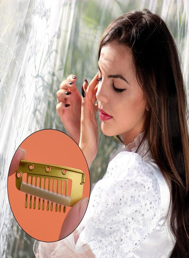NICECRAFT 16pcs Wig Clip with Safety Pins, 10-Teeth Hair Extension Snap Clips in Invisible Strong Wig Combs to Secure Wig no Sew Chunni Grip Dupatta Setting Clips - Image 5