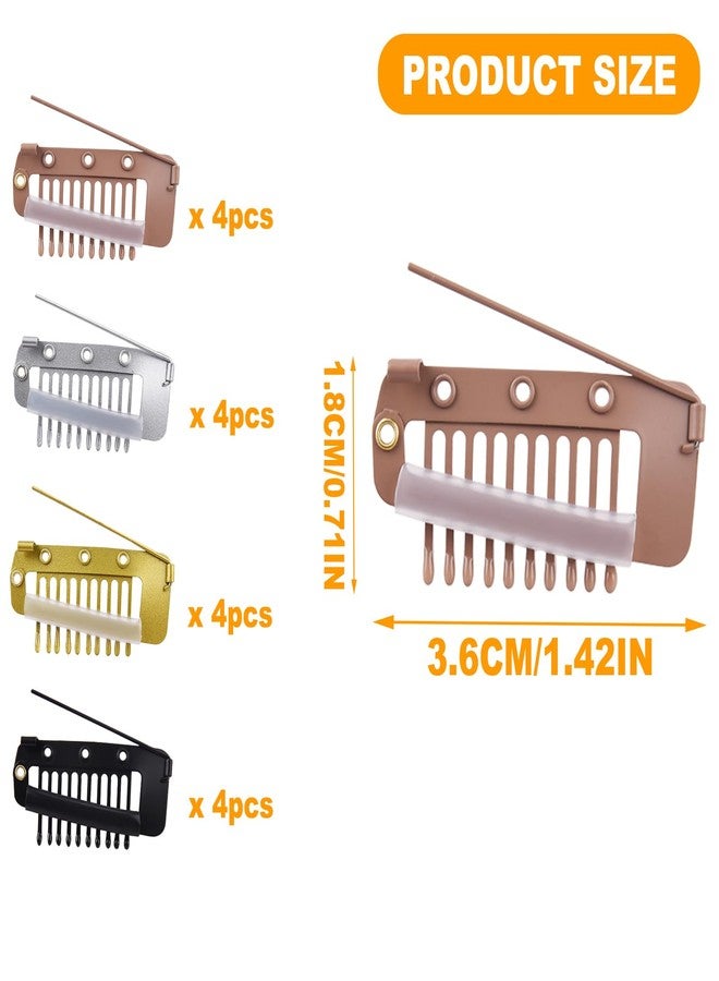 NICECRAFT 16pcs Wig Clip with Safety Pins, 10-Teeth Hair Extension Snap Clips in Invisible Strong Wig Combs to Secure Wig no Sew Chunni Grip Dupatta Setting Clips - Image 2