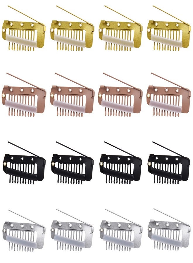 NICECRAFT 16pcs Wig Clip with Safety Pins, 10-Teeth Hair Extension Snap Clips in Invisible Strong Wig Combs to Secure Wig no Sew Chunni Grip Dupatta Setting Clips - Image 1