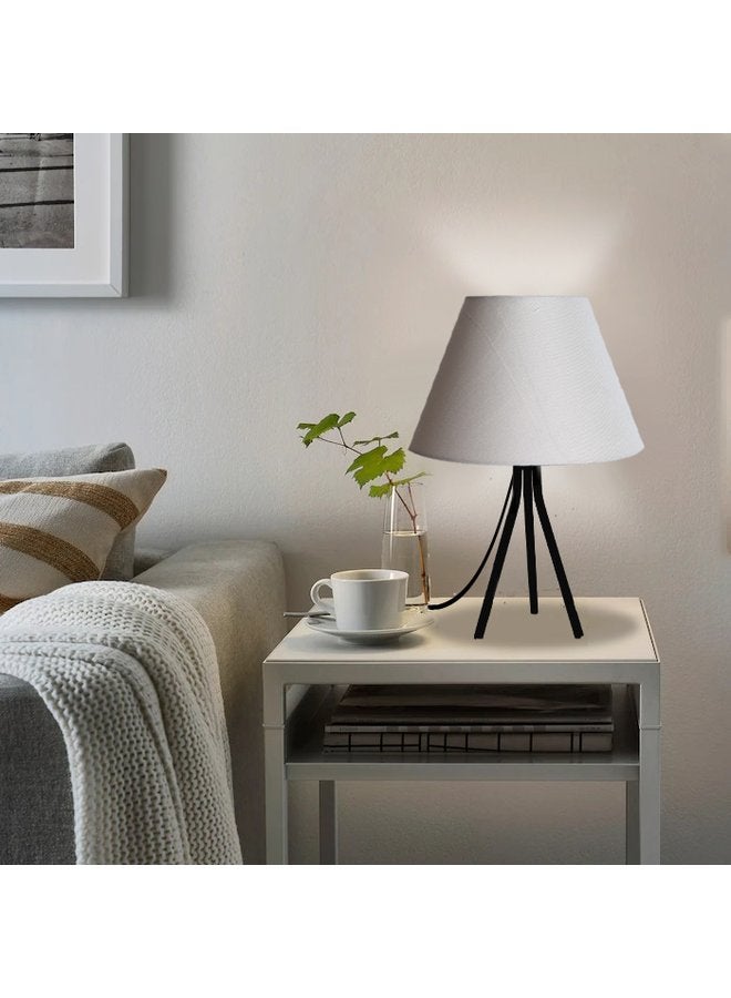 تبس هوم لمب مصباح طاولة معدني أبيض وقاعدة سوداء