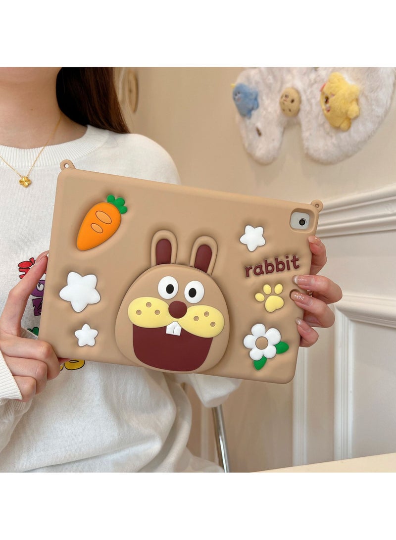 عام غطاء لجهاز iPad الجيل التاسع/الثامن/السابع، مقاس 10.2 بوصة، للأطفال، تصميم كيوت كاواي 3D، ناعم على شكل كرتوني، مناسب للبنات والأولاد، مزود بقاعدة - Image 4