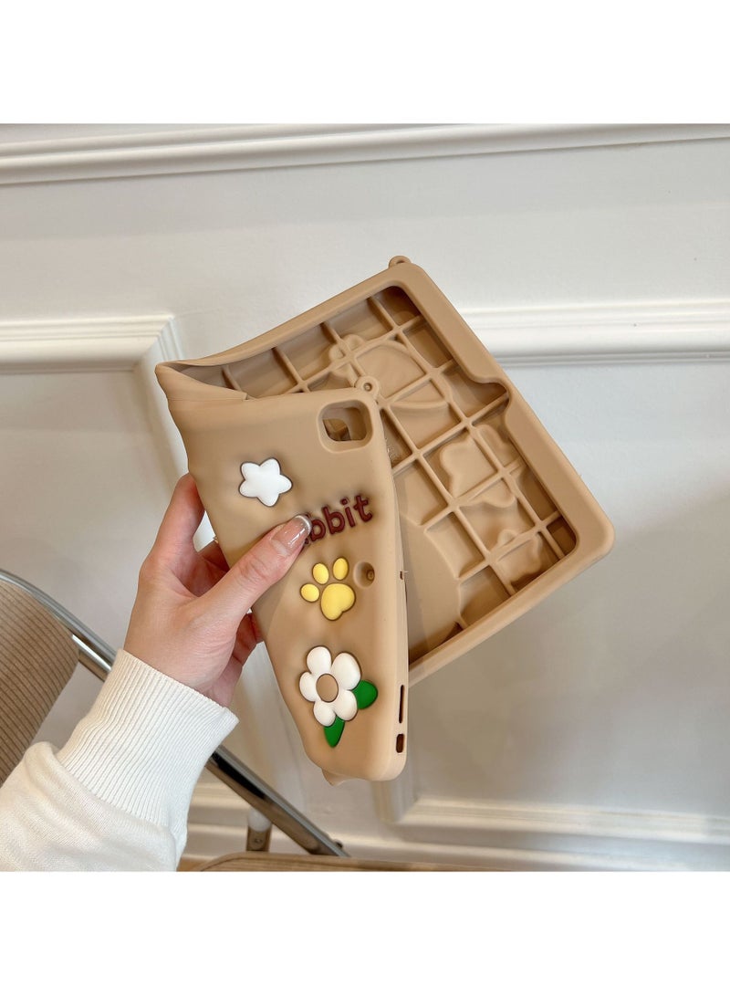 عام غطاء لجهاز iPad الجيل التاسع/الثامن/السابع، مقاس 10.2 بوصة، للأطفال، تصميم كيوت كاواي 3D، ناعم على شكل كرتوني، مناسب للبنات والأولاد، مزود بقاعدة - Image 3