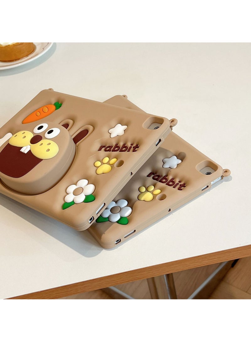 عام غطاء لجهاز iPad الجيل التاسع/الثامن/السابع، مقاس 10.2 بوصة، للأطفال، تصميم كيوت كاواي 3D، ناعم على شكل كرتوني، مناسب للبنات والأولاد، مزود بقاعدة - Image 2