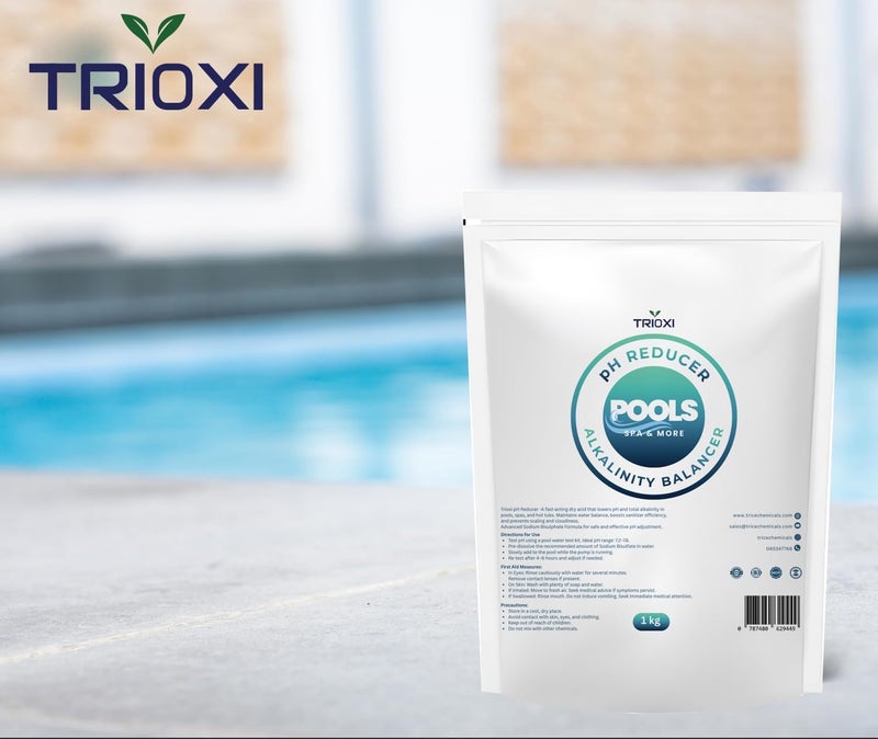 TRIOXI pH Reducer for Pools & Spas – Sodium Bisulfate – Lowers pH & Alkalinity – Prevents Scale Build-Up – Fast-Dissolving Water Balancer for Hot Tubs & Swimming Pools - (1kg) - Image 2