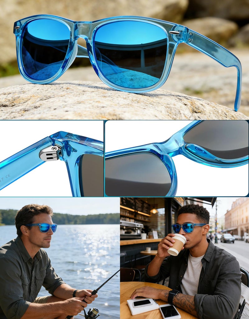 Joopin Oversized Square Sunglasses Mirrored Sun Glasses Polarized UV400 Protection Trendy Shades for Women Men Shady Rays (All Pink + All Blue + Purple) - Image 5