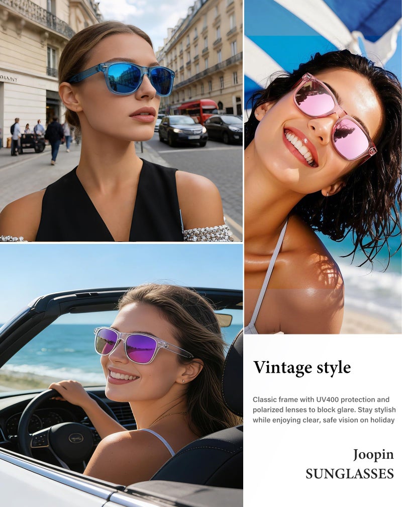 Joopin Oversized Square Sunglasses Mirrored Sun Glasses Polarized UV400 Protection Trendy Shades for Women Men Shady Rays (All Pink + All Blue + Purple) - Image 2