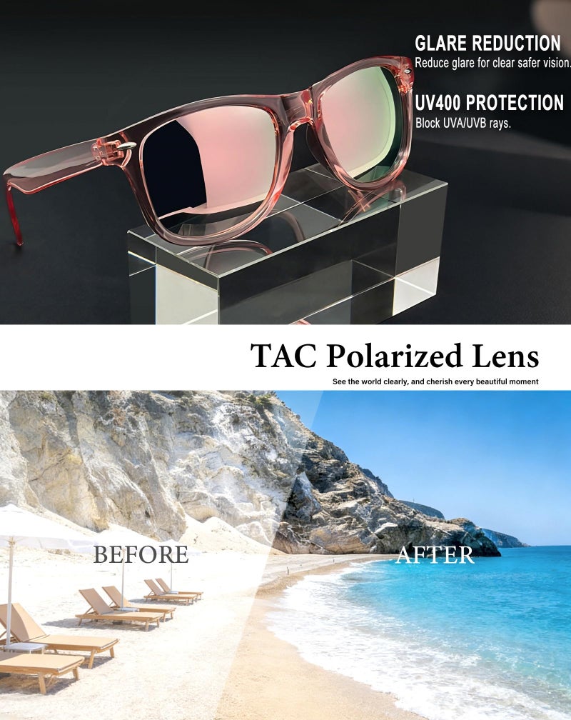Joopin Oversized Square Sunglasses Mirrored Sun Glasses Polarized UV400 Protection Trendy Shades for Women Men Shady Rays (All Pink + All Blue + Purple) - Image 3