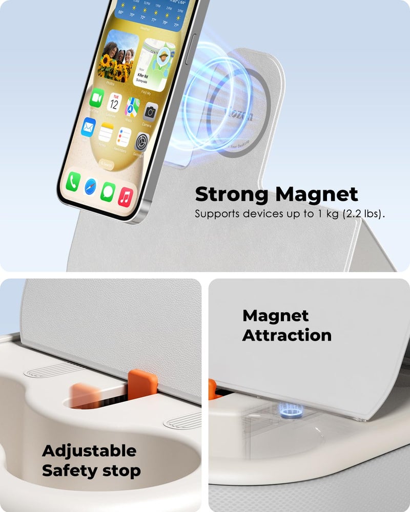Viozon Tablet Stand Pillow, Compatible with 4-13" Phone/Tablet, iPad, iPhone, Samsung,Kindle,Google, Magnetic Phone Stand for Desk, Kindle Pillow Stand for Bed with Cozy Fabric,and Two Cup Size Bowl.W - Image 5