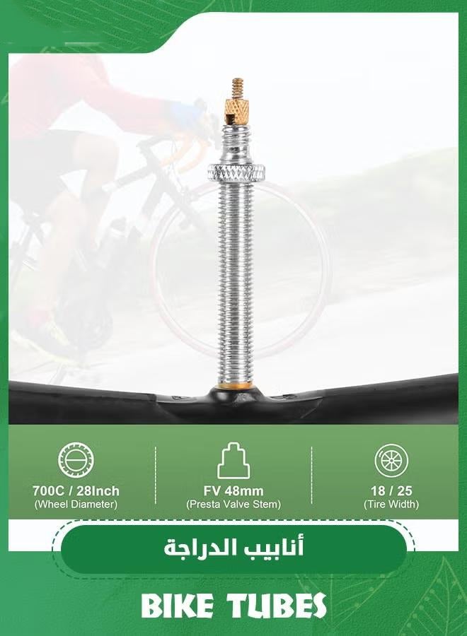 XiuWoo 2 Pcs 700x25-32C Road Bike Inner Tubes with 48mm Presta Valve Stem, Bicycle Butyl Inner Tube Replacement for Road Bikes, FV48mm Presta Valve Stem - Image 4