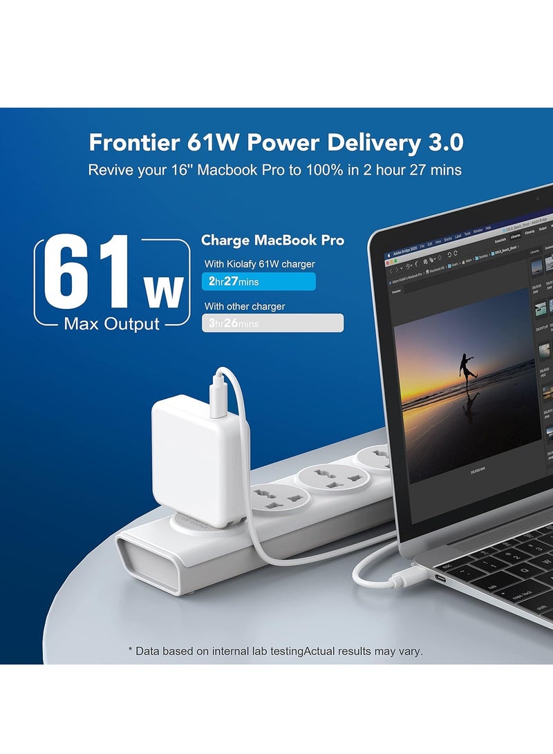 MacBook Pro Charger, 61W USB C Fast Charger for Mac 13 15 16 inch 2020 2019 2018 Air Works with Power 30 29 to 6.6ft/2m Cable, White  - Image 2