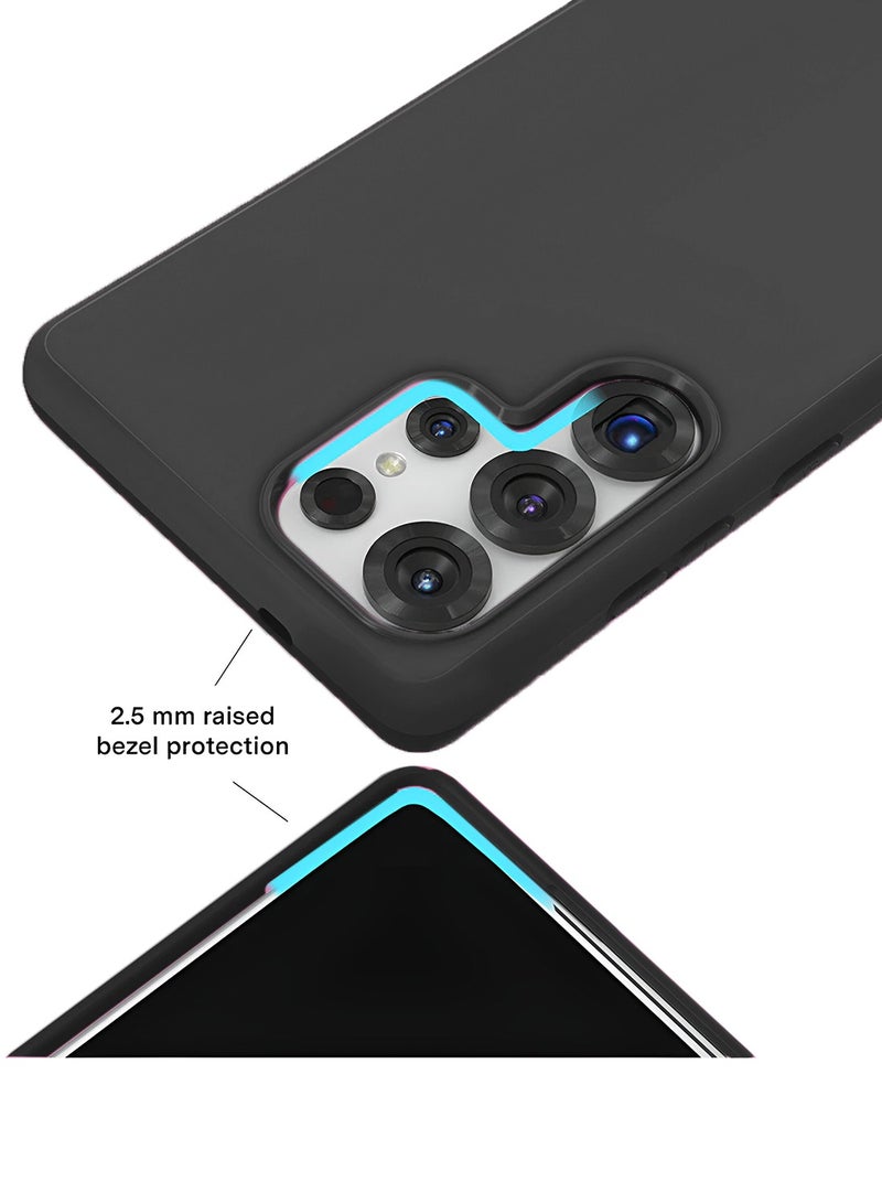 Wtech Samsung Galaxy S25 Ultra 5G 2025 Super Slim, Skinny Seam Like Hard Shell PC Magsafe, Rised Lips Corner Protection Case Cover (MCMPMN) - Black - Image 3