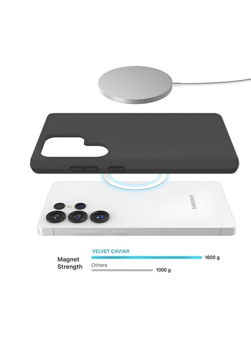 Wtech Samsung Galaxy S25 Ultra 5G 2025 Super Slim, Skinny Seam Like Hard Shell PC Magsafe, Rised Lips Corner Protection Case Cover (MCMPMN) - Black - Image 4