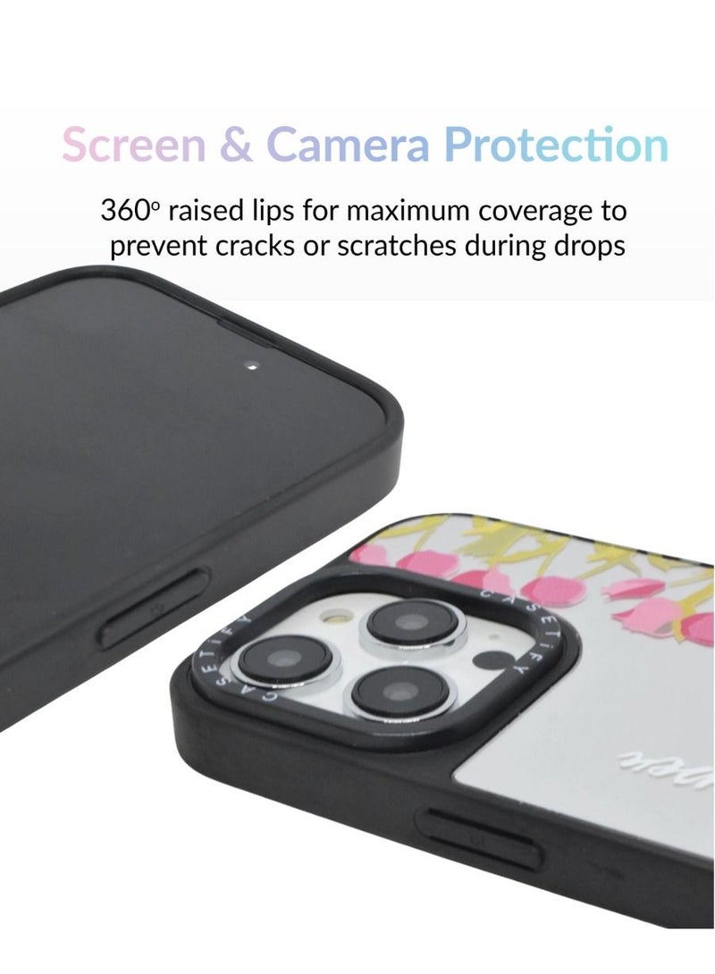 Casetify iPhone 13 Pro Cover Floral Design Hard Phone Case Tempered Glass Back Cover - Image 2