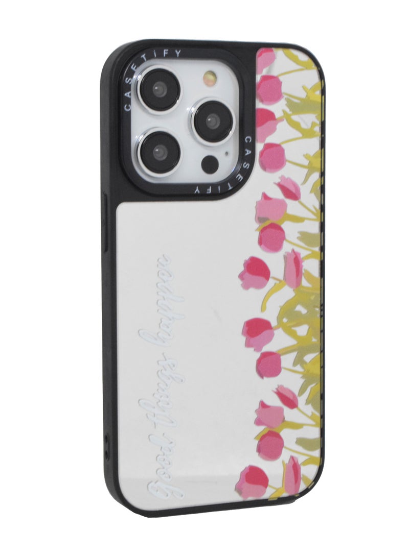 Casetify iPhone 13 Pro Cover Floral Design Hard Phone Case Tempered Glass Back Cover - Image 1