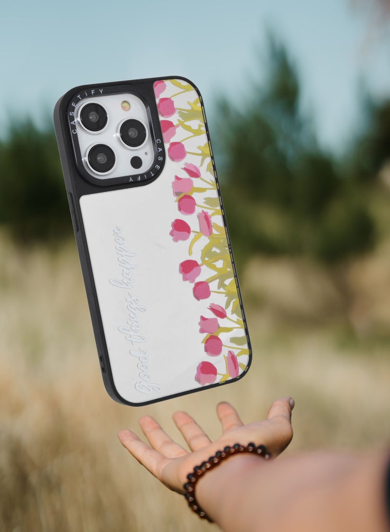 Casetify iPhone 13 Pro Cover Floral Design Hard Phone Case Tempered Glass Back Cover - Image 3