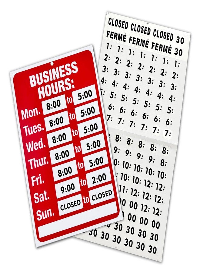 EKSPRINT Open and Closed Sign for Business Bundle of Office Hours Changeable Store Hours Sign,Ideal Signs for Any Store, Office Restaurants, Bars, Retail, Barbershop, Salon Shops（Red,8"×12"-PVC ） - Image 1