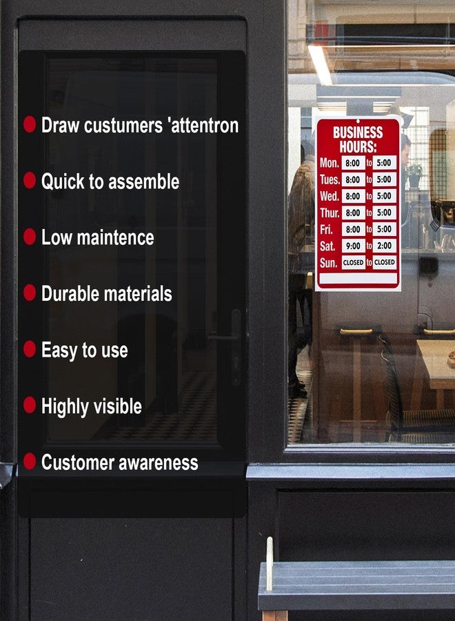 EKSPRINT Open and Closed Sign for Business Bundle of Office Hours Changeable Store Hours Sign,Ideal Signs for Any Store, Office Restaurants, Bars, Retail, Barbershop, Salon Shops（Red,8"×12"-PVC ） - Image 5