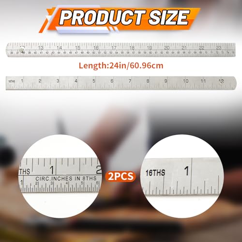 Tellegloww 2 Pcs Steel Ruler 3/4 in x 2 ft Folding-Rule Measuring Tool for Machinist Tinner Circumference Measurement Metalworking Industrial Drawing Engineering - Image 2