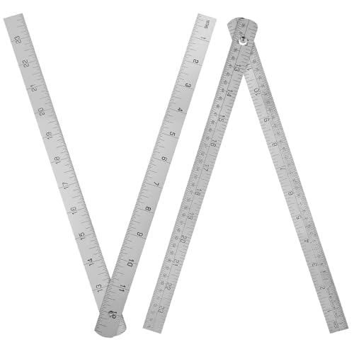 Tellegloww 2 Pcs Steel Ruler 3/4 in x 2 ft Folding-Rule Measuring Tool for Machinist Tinner Circumference Measurement Metalworking Industrial Drawing Engineering - Image 1