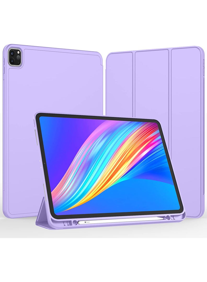 Theodor iPad Pro 11 Inch Case 2022(4th Gen)/2021(3rd Gen)/2020(2nd Gen) with Pencil Holder, Smart iPad Case With Pencil Holder Slim Tablet Cover with Soft TPU Back, Auto Wake/Sleep Lavender - Image 1