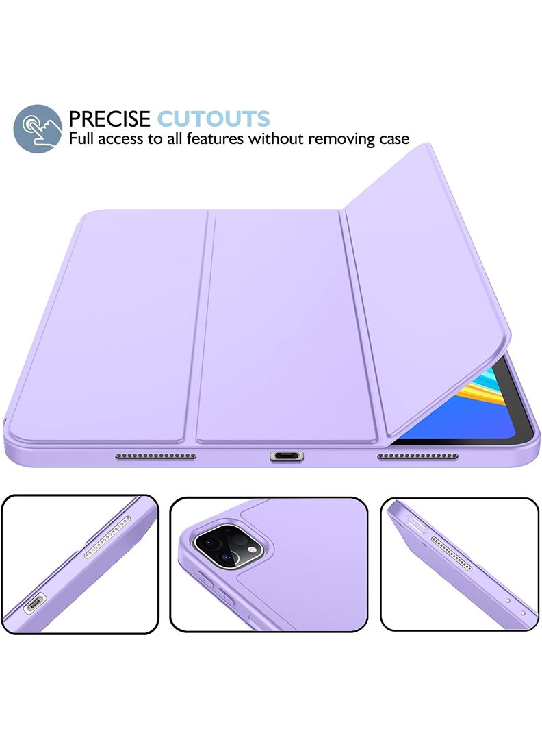 Theodor iPad Pro 11 Inch Case 2022(4th Gen)/2021(3rd Gen)/2020(2nd Gen) with Pencil Holder, Smart iPad Case With Pencil Holder Slim Tablet Cover with Soft TPU Back, Auto Wake/Sleep Lavender - Image 3