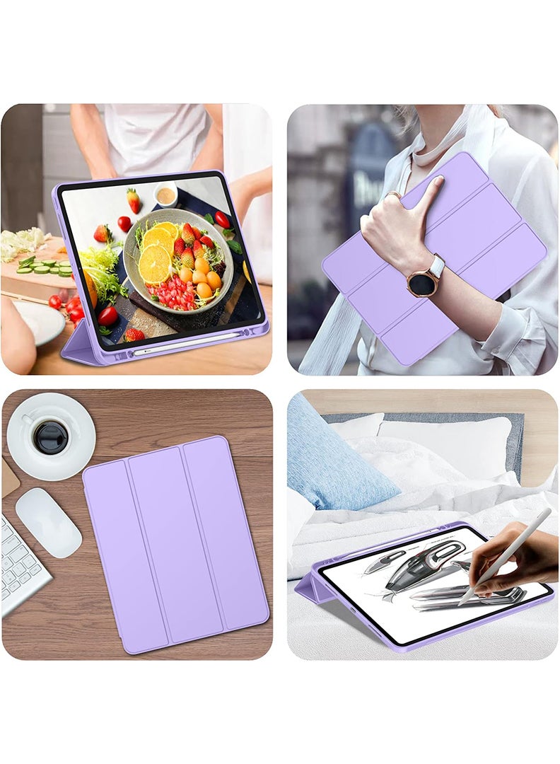 Theodor iPad Pro 11 Inch Case 2022(4th Gen)/2021(3rd Gen)/2020(2nd Gen) with Pencil Holder, Smart iPad Case With Pencil Holder Slim Tablet Cover with Soft TPU Back, Auto Wake/Sleep Lavender - Image 4