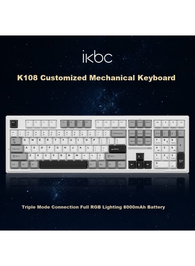 Ikbc K108 Three-Mode Wireless Mechanical Keyboard With Wired Bluetooth Rgb Customization High Appearance Value Gaming E-Sports Office Computer 45G Triple-Shot - Image 1