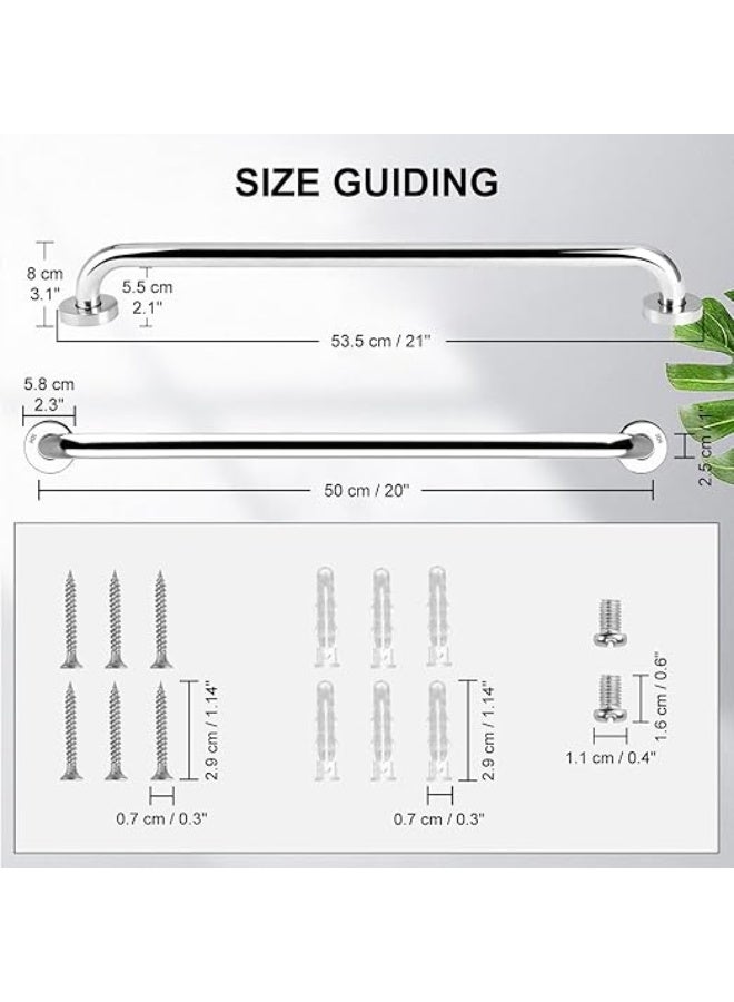 Bathroom Grab Rail - 304 Stainless Steel Shower Handle (50cm/20), Safety Hand Rails for Kitchen Bedroom Bathtub Steps, Balance Support Grab Bar for Elderly, Disabled, Adults, Children - Image 3