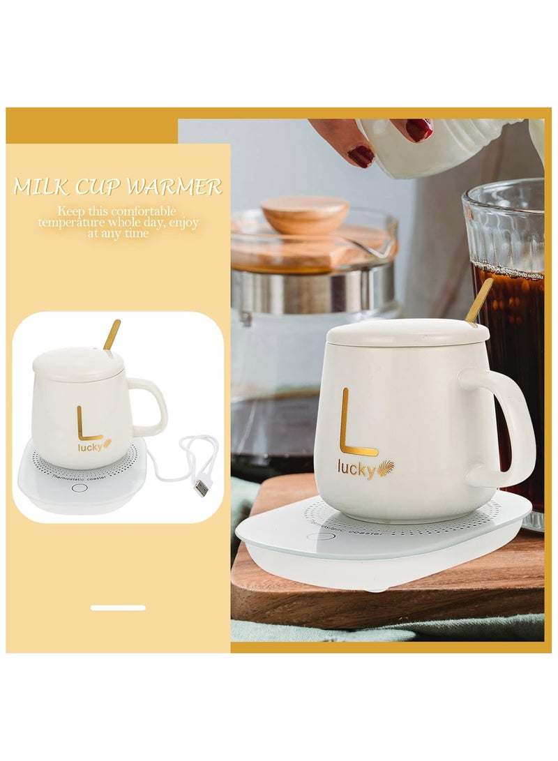 Macon Coffee Mug Heater with USB,Cup Heater for Desk Coffee Warmer Beverage Warmer Automatic Thermostatic Smart Cup Heater for Coffee, Milk, Tea, Cocoa, Water, Home and Office Use Cup Spoon - Image 1