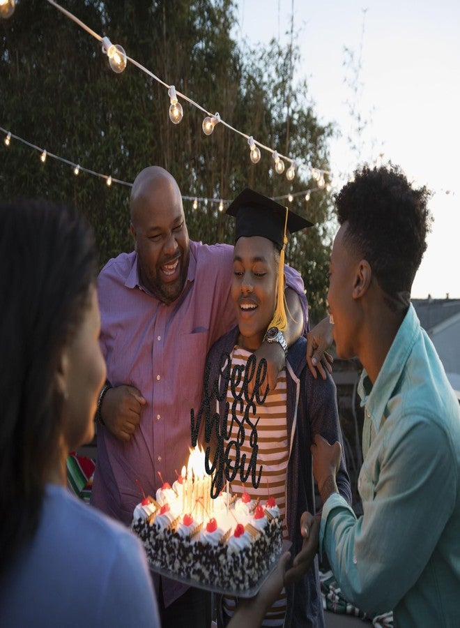 AHAORAY We Will Miss You Cake Topper - Black Glitter Farewell Party Cake Decoration Supplies for Retirement or Graduation - Friends and Relatives Going Away Party Cake Decor (Black) - Image 4