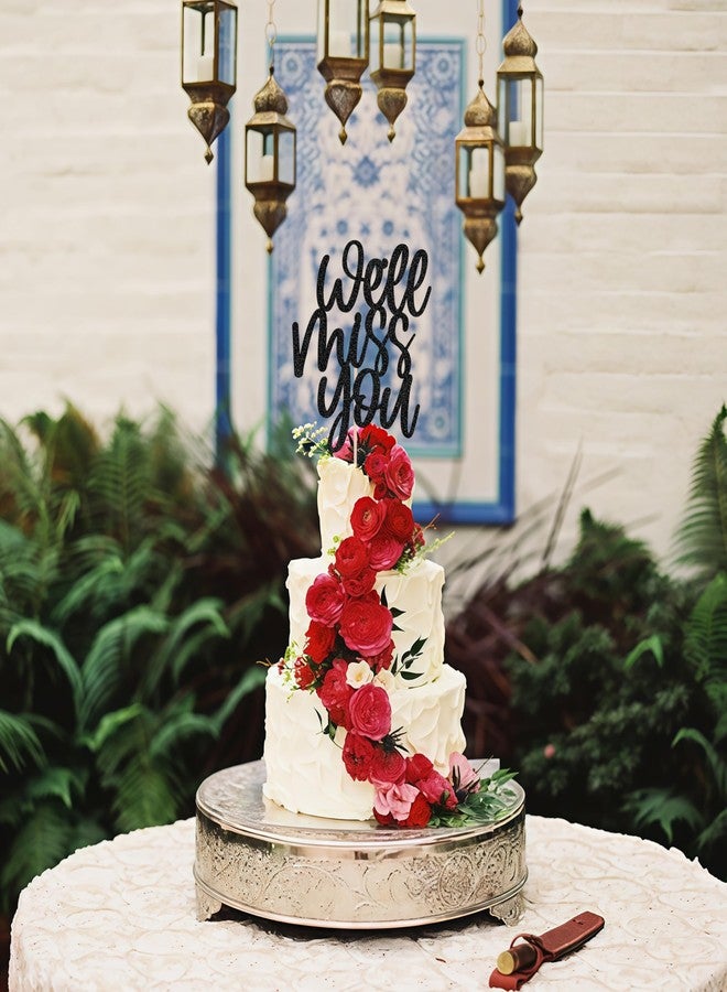 AHAORAY We Will Miss You Cake Topper - Black Glitter Farewell Party Cake Decoration Supplies for Retirement or Graduation - Friends and Relatives Going Away Party Cake Decor (Black) - Image 2